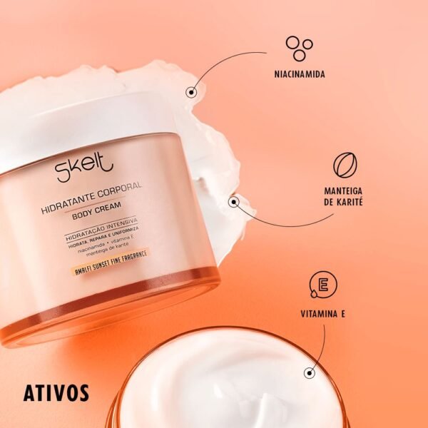 BODY CREAM AMALFI SUNSET Hidratante Desodorante Corporal 200g | Fragrância Amalfi Sunset LARANJA - SKELT - Imagem 4