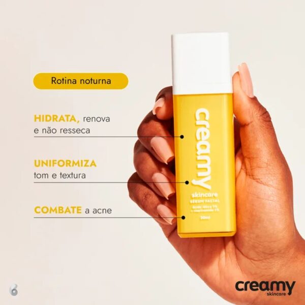 SÉRUM RENOVADOR HIDRATANTE ÁCIDO LÁTICO 5% + NIACINAMIDA + ALFA-BISABOLOL 30ML- CREAMY - Imagem 3
