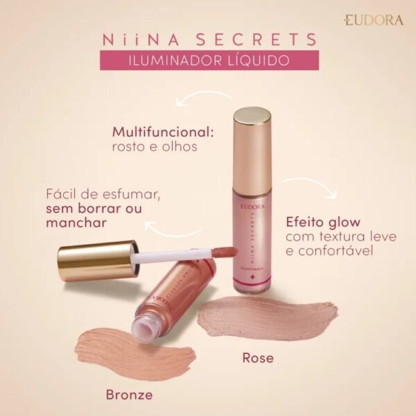 Iluminador Líquido Bronze Luminous Niina Secrets 10ml - Imagem 4