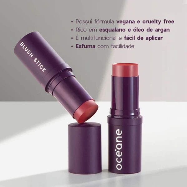 Blush em Bastão Vermelho - Blush Stick Berry Kiss Océane Purple 14g - Imagem 3