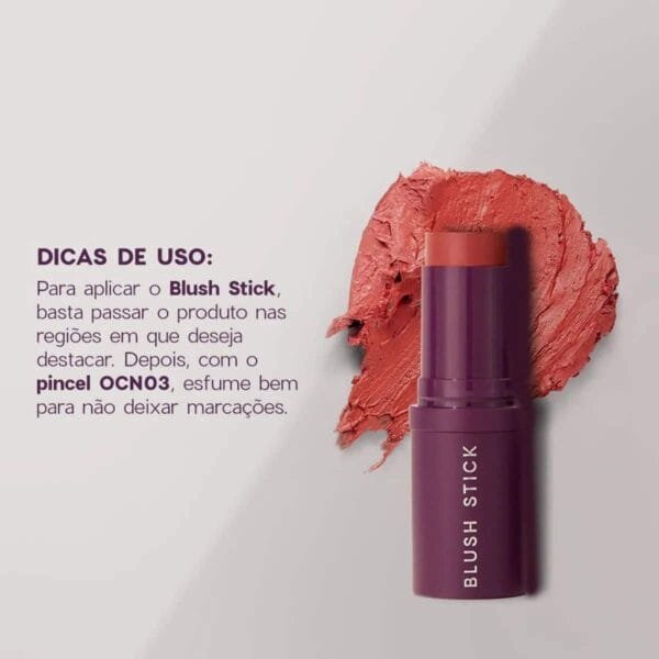 Blush em Bastão Vermelho - Blush Stick Berry Kiss Océane Purple 14g - Imagem 5