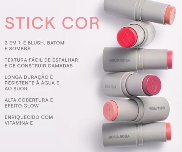 Stick Cor Multifuncional blush, sombra e batom - Boca Rosa - Imagem 7