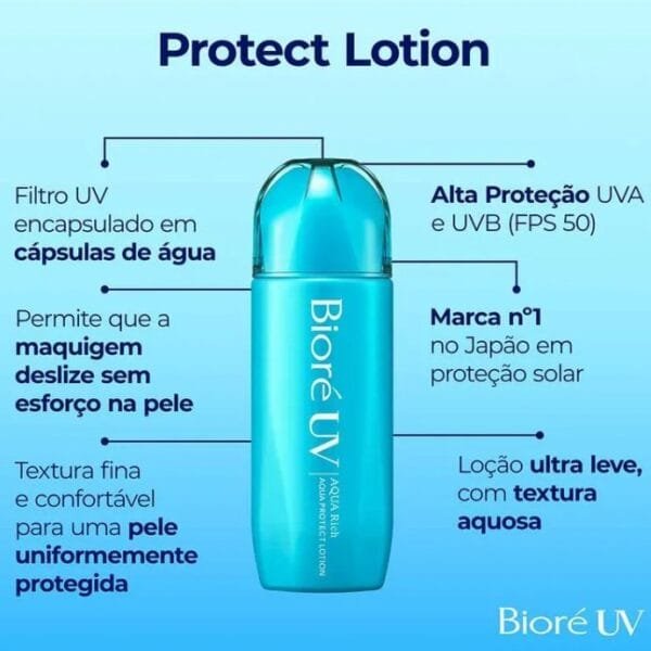 Protetor Solar Facial Bioré Uv Aqua Rich Protect Lotion FPS 50 70 ml - Imagem 4