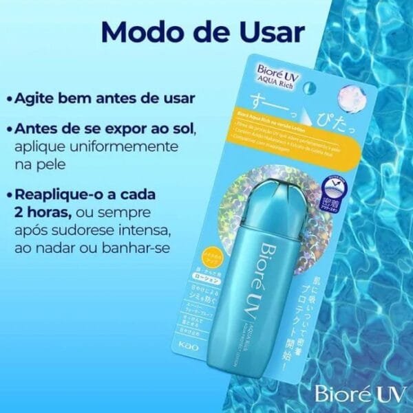 Protetor Solar Facial Bioré Uv Aqua Rich Protect Lotion FPS 50 70 ml - Imagem 6