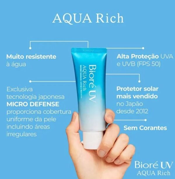 Protetor Solar Bioré  Aqua Rich Watery Essence FPS 50 70g - Imagem 8